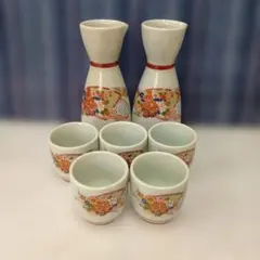 花柄酒器セット（酒器2点、ぐい呑み5点）