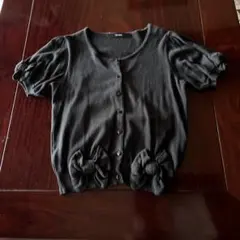 ピンクハウス☆黒半袖カーディガン リボン付き