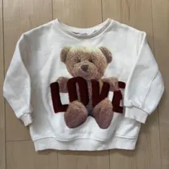 ZARA ベビー　キッズ トレーナー くま LOVE ロゴ スウェット 98のサムネイル