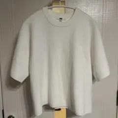 UNIQLO 白　ウォッシャブル ミラノ リブセーター 半袖　XL
