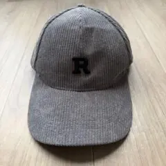 グレー コーデュロイ キャップ R刺繍