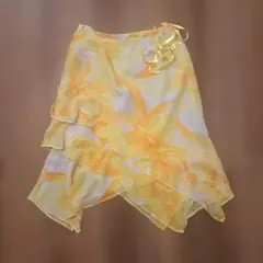 ZAZIEイエロー花柄フレアスカートMのサムネイル