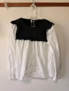 ZARA フリル付き長袖シャツ　ブラウス