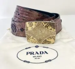 PRADA プラダ リザード メタルバックル レザーベルトのサムネイル