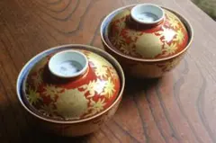 2569  呉福　金襴手　蓋付碗　2客　未使用 2569 呉福 金襴手 蓋付碗 2客 未使用 - メルカリ