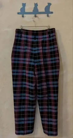 ZARA チェック柄 ハイウエスト スラックス センタープリーツ