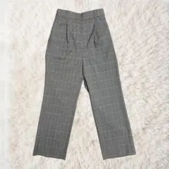 グローバルワーク スラックス S ブラウン　チェック ウエストゴム