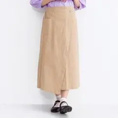セール★新品【merlot】コットンラップタイトスカート　ベージュ　春夏