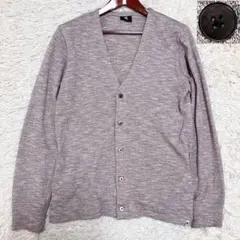 PSポールスミス カーディガン 貝釦 綿 L ピンクグレー Ｖネック 長袖 春