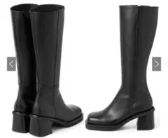 GRL グレイル スクエアトゥロングブーツ [zr720] ブラック 24cm