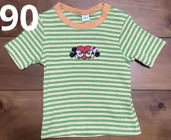 【新品】moimoi バースデイ　ミッキー ミニー Tシャツ リブボーダー 90