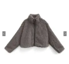 スタンドカラーショート丈ファーコート GRL