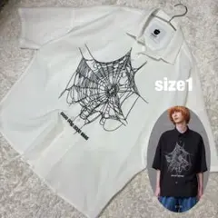 SHAREEF シャリーフ 蜘蛛の巣 グラフィック 半袖シャツ ホワイト 白 1のサムネイル