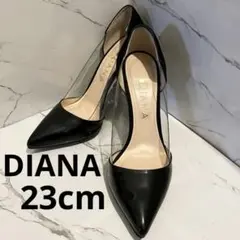 【極美品】DIANA ☆ポインテッドトゥ クリアサイド ☆23cm☆黒