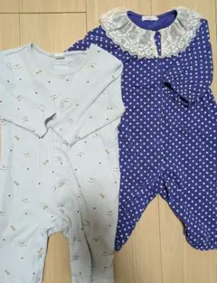 ブルー 長袖 ロンパース 2着まとめ売り 70 80