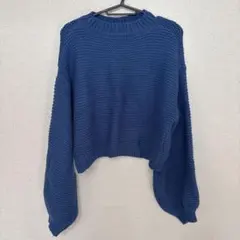 【GRL】編みニット 青 ブルー ショート丈 レディース グレイル 春服 セータ