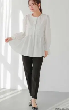 【美品】完売品　fitmore レーストリムテーパードパンツ　PS