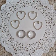 シルバー ハート型パーツとリングパーツ セット