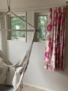 輸入生地　花柄　ピンク　カーテン　手芸