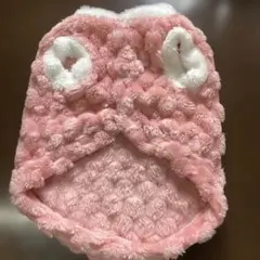 クマ刺繍付きピンク犬猫服 あったかふわふわ
