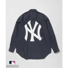 ニューヨーク ヤンキース Yankees 　シャツ　ネイビー　L　アダムエロペ