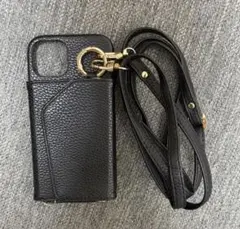 ブラック レザー iPhone13ケース カードポケット付き