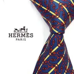 ◆美品◆HERMES エルメス ネクタイ 青色 幾何学模様 オシャレ