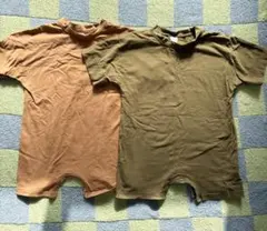 オレンジ・オリーブ ボタン付きロンパース 12-18M