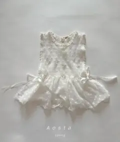 新品未使用 韓国子供服 Aosta　Flower柄 ベビーベスト ホワイト