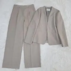 aoki 麻調ノーカラージャケット&麻調ワイドパンツ 13&11 ライトグレー