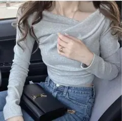 3Wayドレープカシュクールトップス[dk1261]グレー