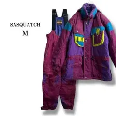 【SASQUATCH】スキーウェア上下セット スノボ　カラフル レトロ　紫　M