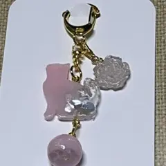 猫型ピンクアクリルチャーム