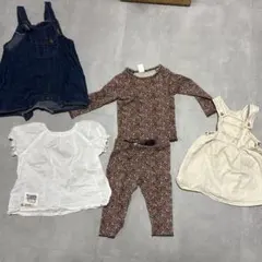 ベビー服セット デニムオーバーオール 花柄Tシャツ