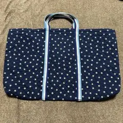 ネイビー 星柄 キルティングトートバッグ
