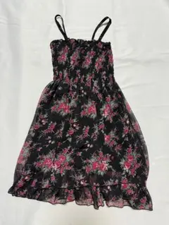 花柄ノースリーブひざ丈ワンピース　キャミソール