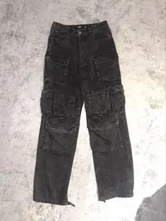 YOUNGLA ユーティリティ デニムカーゴパンツ 黒2 - メルカリ