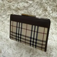 BURBERRY　バーバリー　二つ折り財布　ノバチェック　 がま口　ブラウン