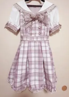 LIZLISA チェックエプロンワンピース