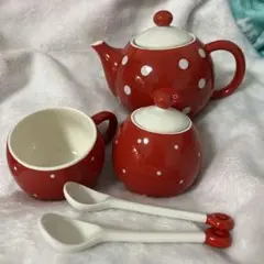 ROCCO 水玉模様 ティーポット シュガーポット カップ スプーン