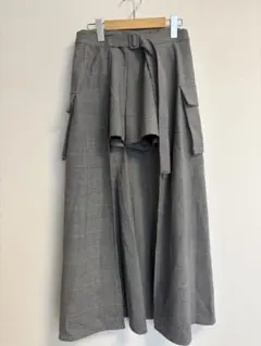 グレー ショートパンツ付き ロングスカート サイドポケット付き