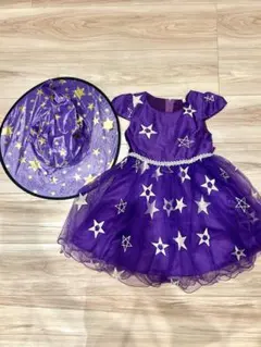 [UPENC] 110 魔女　ハロウィン仮装　星柄　女の子用ドレス 魔女帽子付き