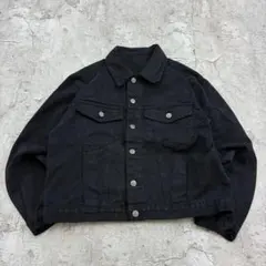 短丈　トラッカー　ブラック　デニムジャケット　ストリート　トップス　古着　S
