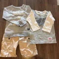 グルービーカラーズ、チャンピオン　長袖Tシャツ2枚、bebeハーフパンツ