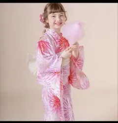 2wayセパレート浴衣 子供 110cm〜120cm ピンク/紫 花火
