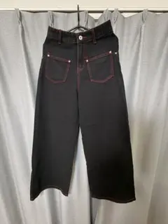 ブラック ワイドパンツ スネーク刺繍 DBUOLEINW