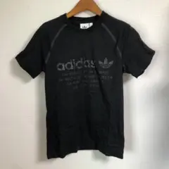 adidas アディダス 3ストライプのブランド Tシャツ 黒 XS