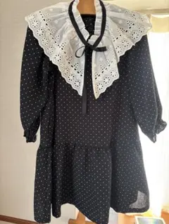 フリル付きドット柄　ワンピース 入学式