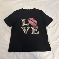 LOVE プリント Tシャツ ブラック