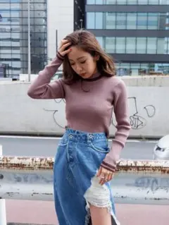 SPIRALGIRL ハイネックリブニット